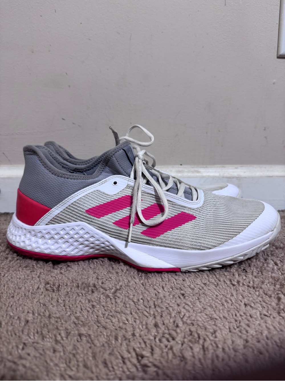 Adidas Adizero Men's Tennis Sneakers Gray Pink size 12 Athletic Athleisure